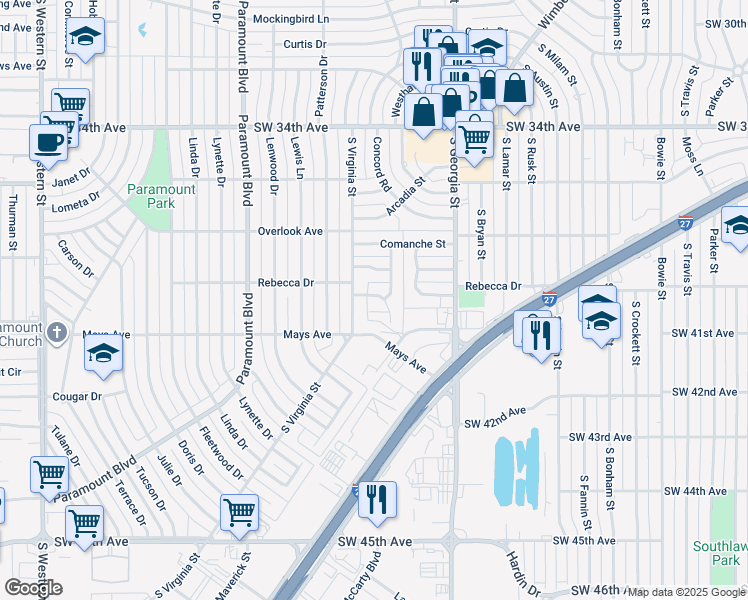map of restaurants, bars, coffee shops, grocery stores, and more near 3 Memory Place in Amarillo