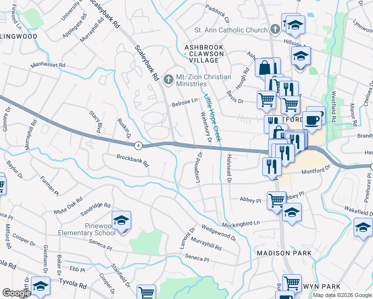 map of restaurants, bars, coffee shops, grocery stores, and more near in Charlotte