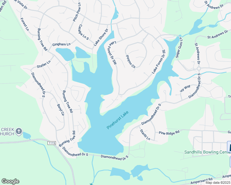 map of restaurants, bars, coffee shops, grocery stores, and more near 325 Lake Forest Drive Southeast in Pinehurst