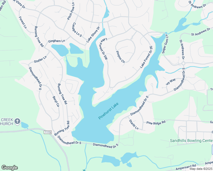 map of restaurants, bars, coffee shops, grocery stores, and more near 325 Lake Forest Drive Southeast in Pinehurst