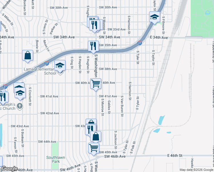 map of restaurants, bars, coffee shops, grocery stores, and more near 4010 Gables Street in Amarillo
