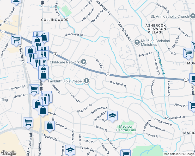 map of restaurants, bars, coffee shops, grocery stores, and more near in Charlotte