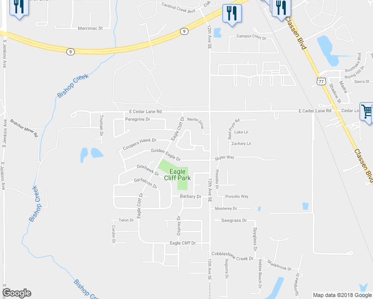 map of restaurants, bars, coffee shops, grocery stores, and more near 3751 Eagle Cliff Drive in Norman