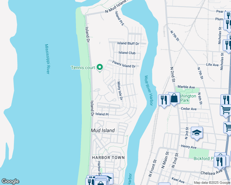 map of restaurants, bars, coffee shops, grocery stores, and more near 1178 Isle View Drive in Memphis