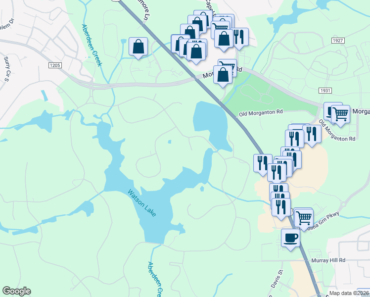 map of restaurants, bars, coffee shops, grocery stores, and more near 5 Burning Tree Place in Pinehurst