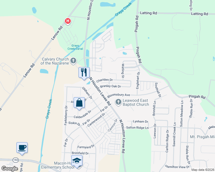 map of restaurants, bars, coffee shops, grocery stores, and more near 9976 Branley Oak Drive in Shelby County