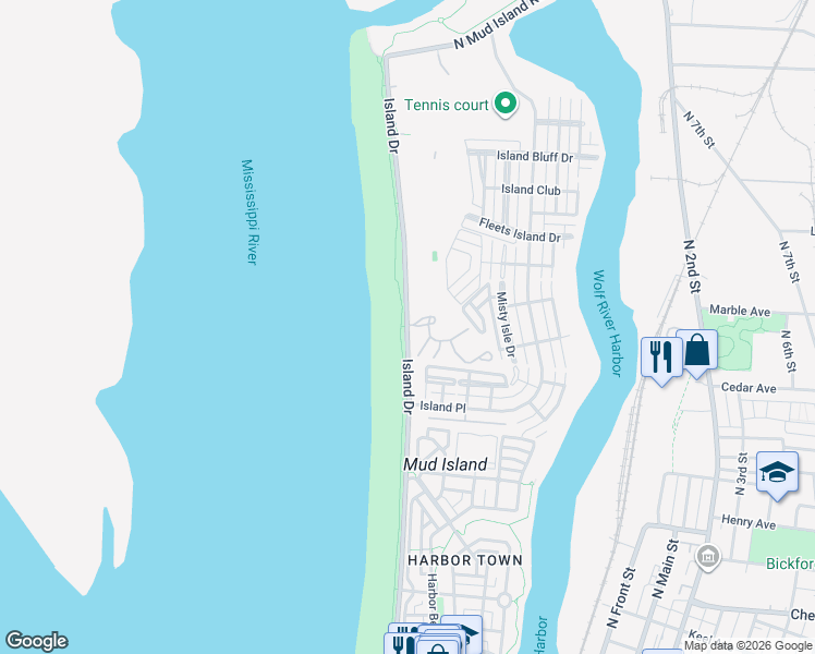map of restaurants, bars, coffee shops, grocery stores, and more near 1061 Natchez Point in Memphis