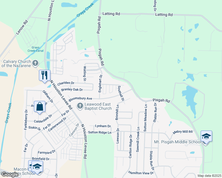 map of restaurants, bars, coffee shops, grocery stores, and more near 10150 Bloomsbury Avenue in Shelby County