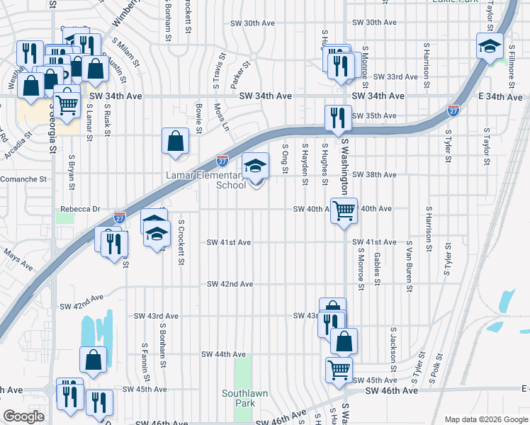 map of restaurants, bars, coffee shops, grocery stores, and more near 4009 South Lipscomb Street in Amarillo