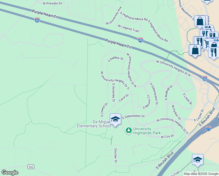 map of restaurants, bars, coffee shops, grocery stores, and more near 3664 South Cheryl Drive in Flagstaff