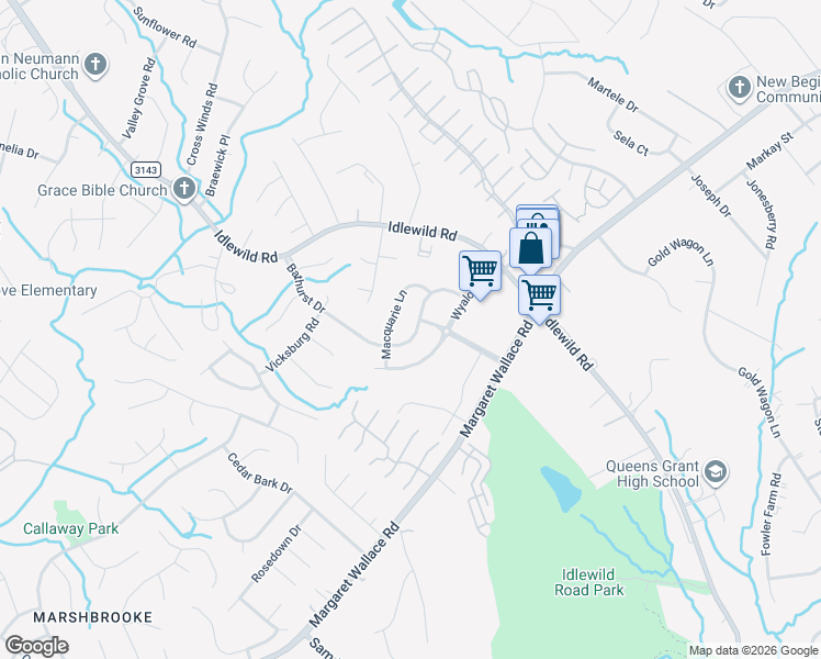map of restaurants, bars, coffee shops, grocery stores, and more near 4235 Bathurst Drive in Charlotte