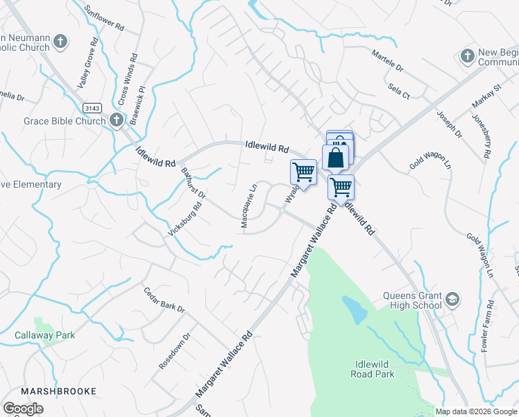 map of restaurants, bars, coffee shops, grocery stores, and more near 4235 Bathurst Drive in Charlotte