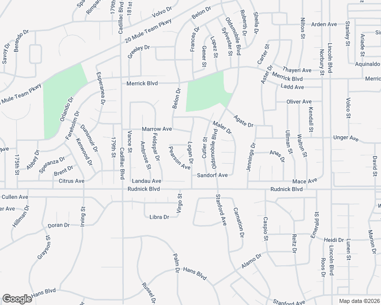 map of restaurants, bars, coffee shops, grocery stores, and more near Logan Drive in California City