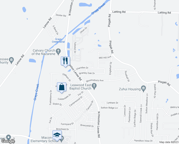map of restaurants, bars, coffee shops, grocery stores, and more near 9998 Branley Oak Drive in Shelby County