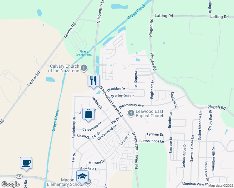 map of restaurants, bars, coffee shops, grocery stores, and more near 1704 Valley Sage Cove in Shelby County