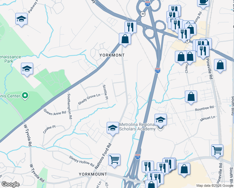 map of restaurants, bars, coffee shops, grocery stores, and more near 514 Rutland Drive in Charlotte