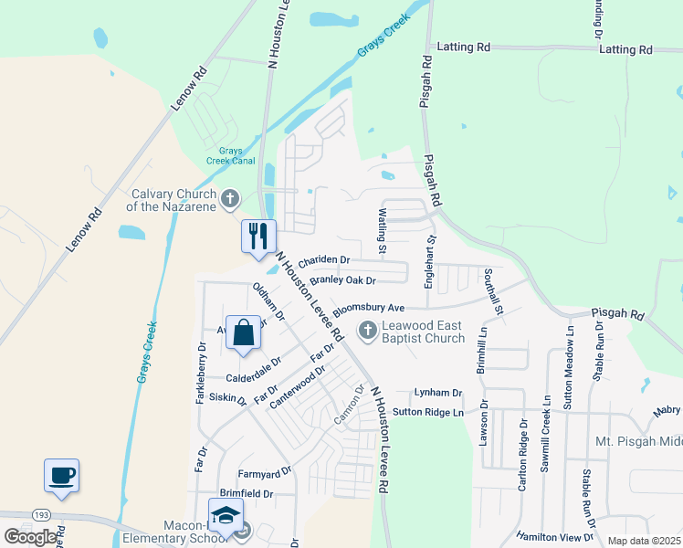 map of restaurants, bars, coffee shops, grocery stores, and more near 9986 Branley Oak Drive in Shelby County