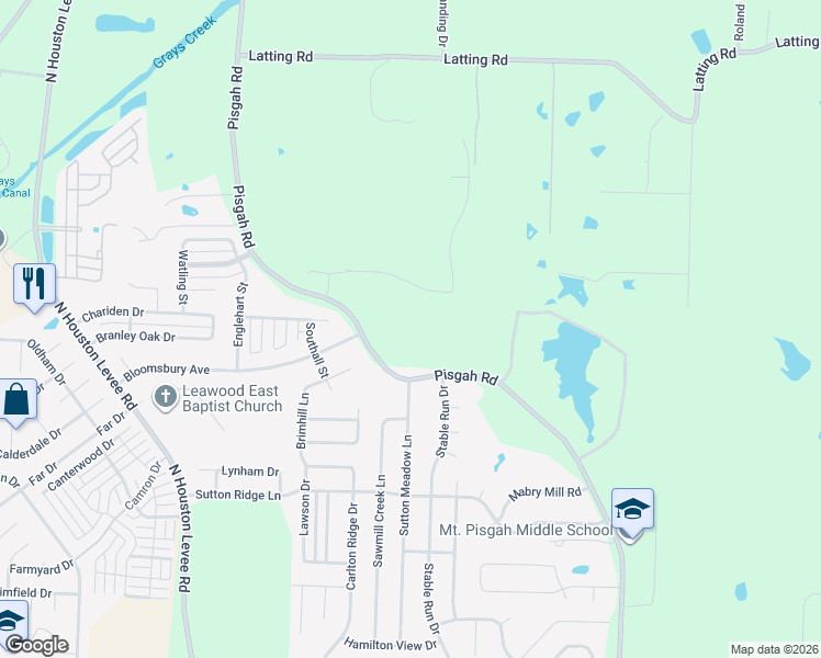 map of restaurants, bars, coffee shops, grocery stores, and more near 1776 Pisgah Road in Shelby County