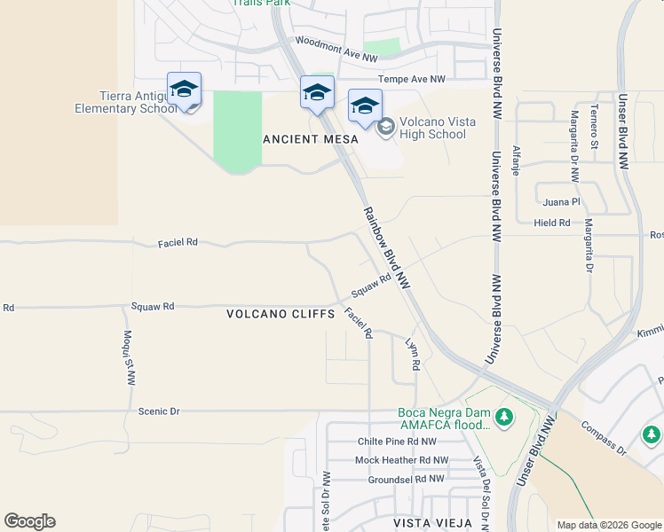 map of restaurants, bars, coffee shops, grocery stores, and more near 99999 Resolana Place in Albuquerque