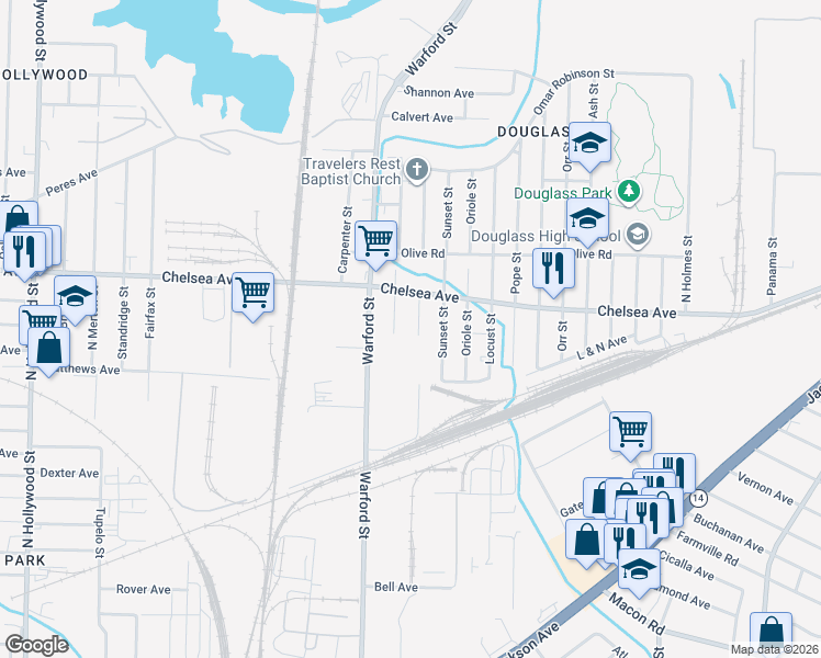 map of restaurants, bars, coffee shops, grocery stores, and more near 1504 Lake Grove Street in Memphis