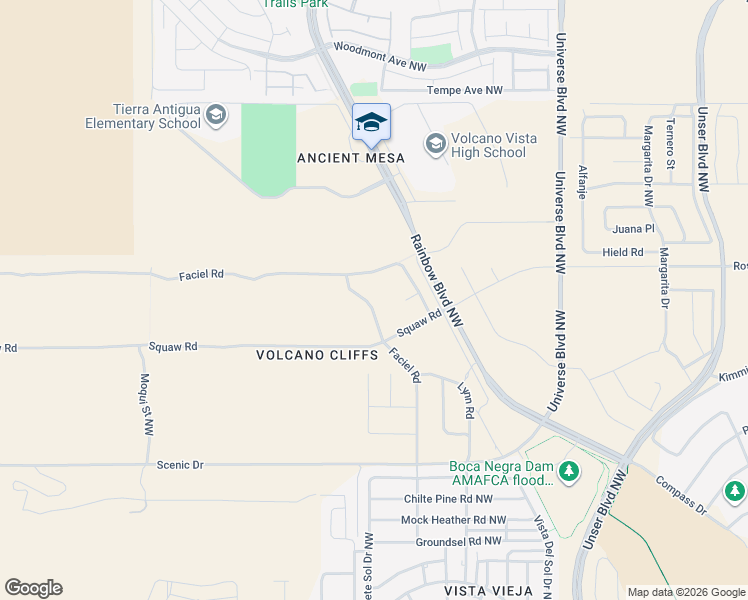 map of restaurants, bars, coffee shops, grocery stores, and more near 99999 Resolana Place in Albuquerque