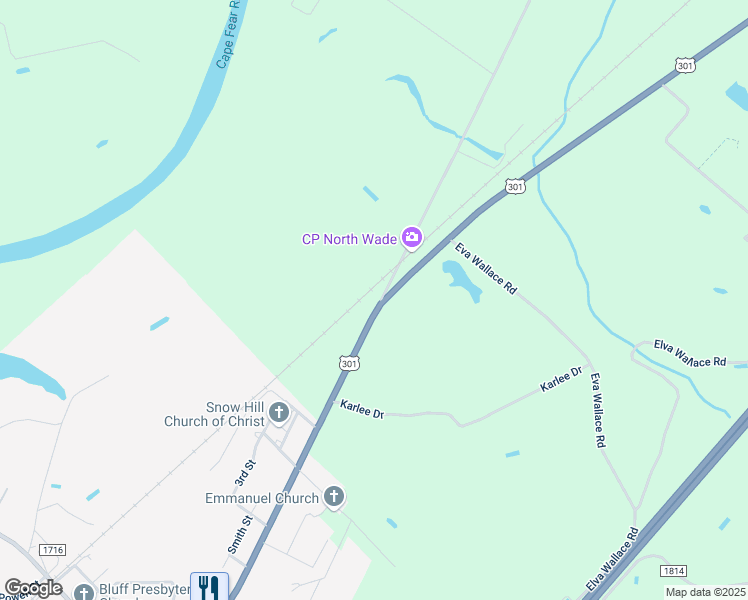 map of restaurants, bars, coffee shops, grocery stores, and more near 7647 Dunn Road in Godwin