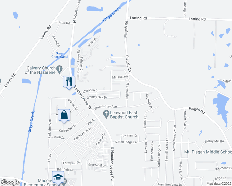 map of restaurants, bars, coffee shops, grocery stores, and more near 10063 Chariden Drive in Shelby County