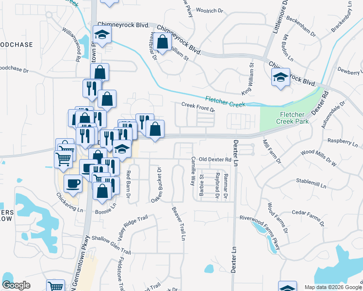map of restaurants, bars, coffee shops, grocery stores, and more near 8320 Mangrove Drive in Memphis