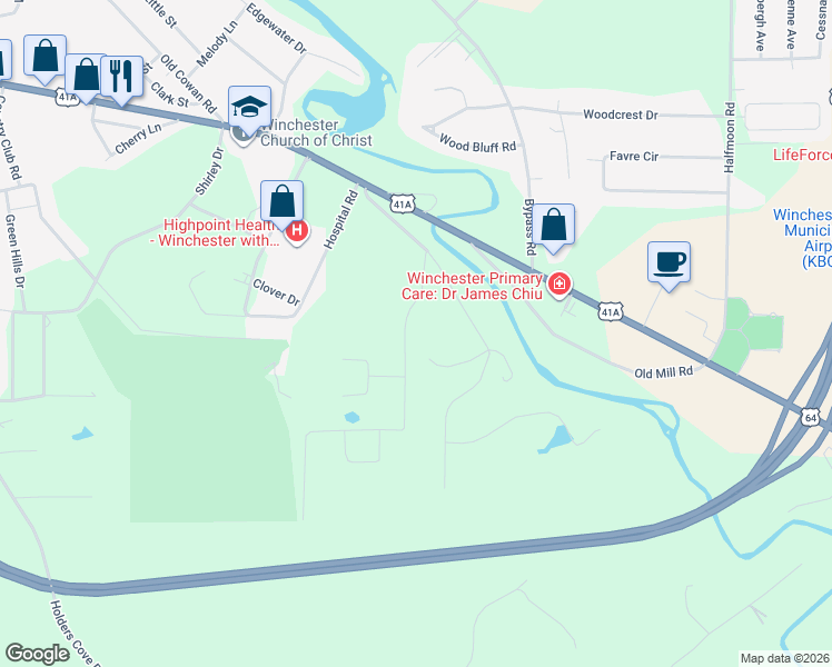 map of restaurants, bars, coffee shops, grocery stores, and more near 189 Pickney Road in Winchester