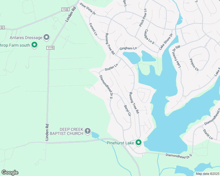 map of restaurants, bars, coffee shops, grocery stores, and more near 6 Opal Lane in Pinehurst