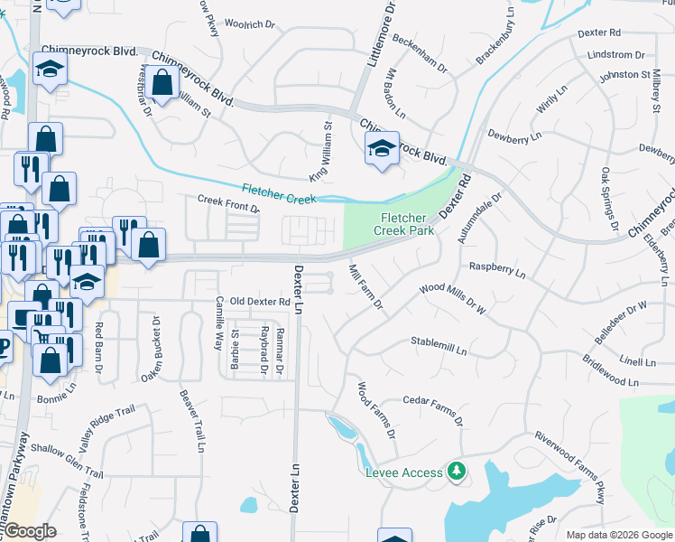 map of restaurants, bars, coffee shops, grocery stores, and more near 1761 Mill Farm Drive in Memphis
