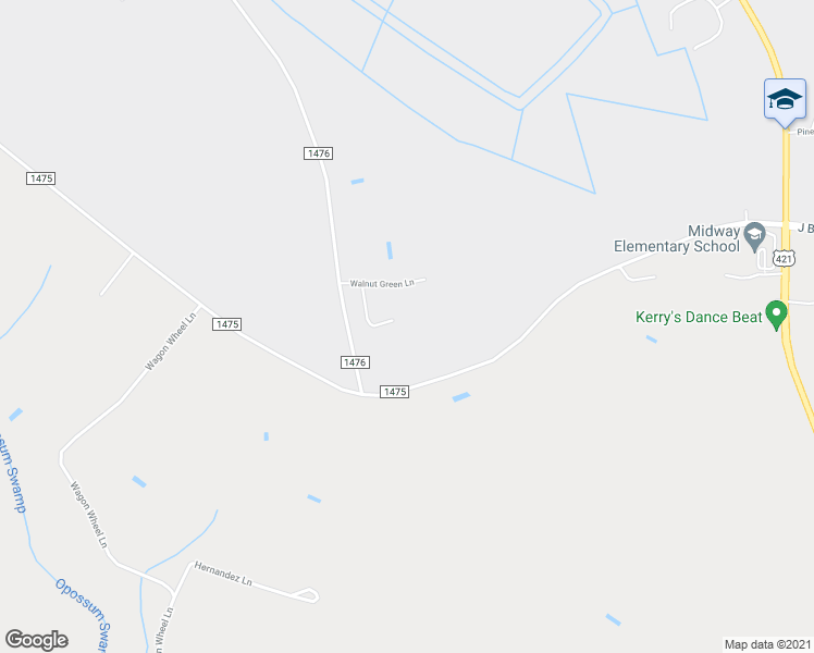 map of restaurants, bars, coffee shops, grocery stores, and more near 150 Hickory Green Lane in Dunn