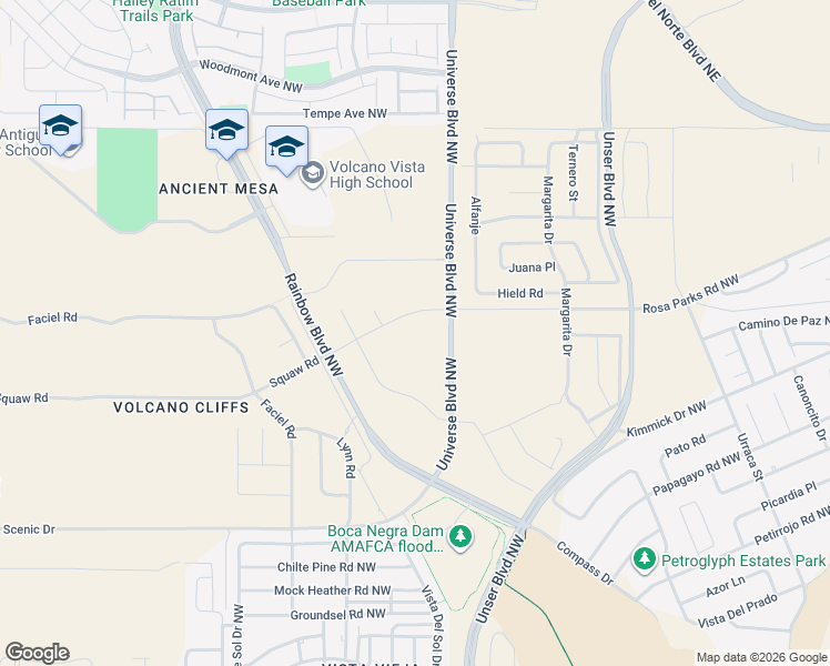 map of restaurants, bars, coffee shops, grocery stores, and more near 99999 Lori Road in Albuquerque