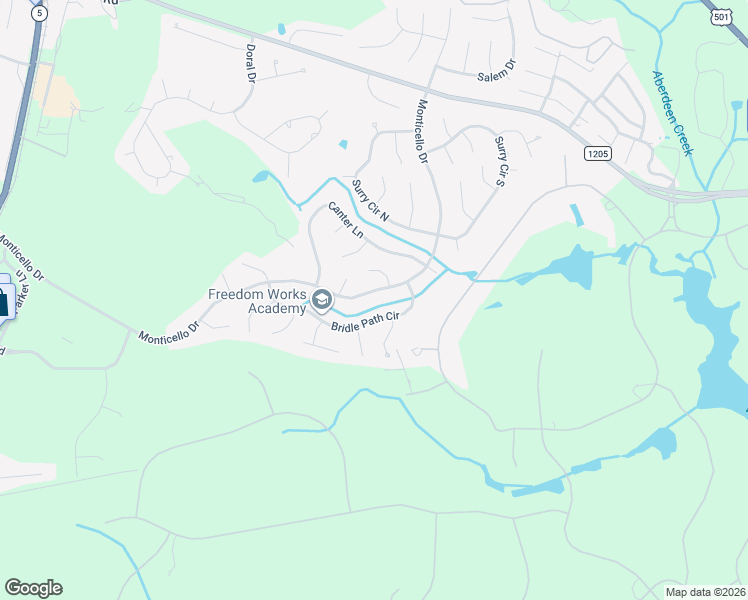 map of restaurants, bars, coffee shops, grocery stores, and more near 980 Monticello Drive in Pinehurst