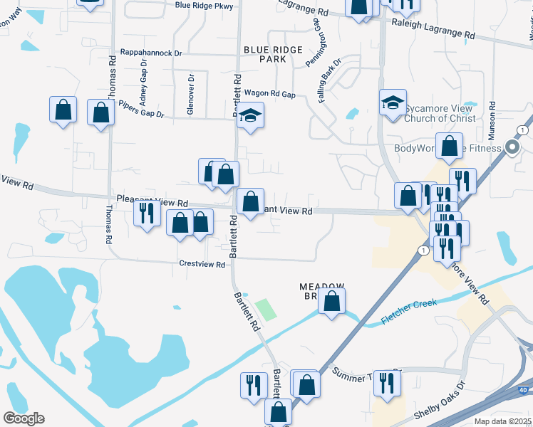 map of restaurants, bars, coffee shops, grocery stores, and more near 1759 Fox Hunt Lane in Memphis
