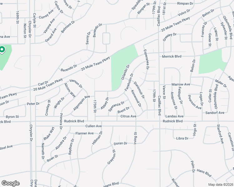 map of restaurants, bars, coffee shops, grocery stores, and more near Orlando Drive in California City