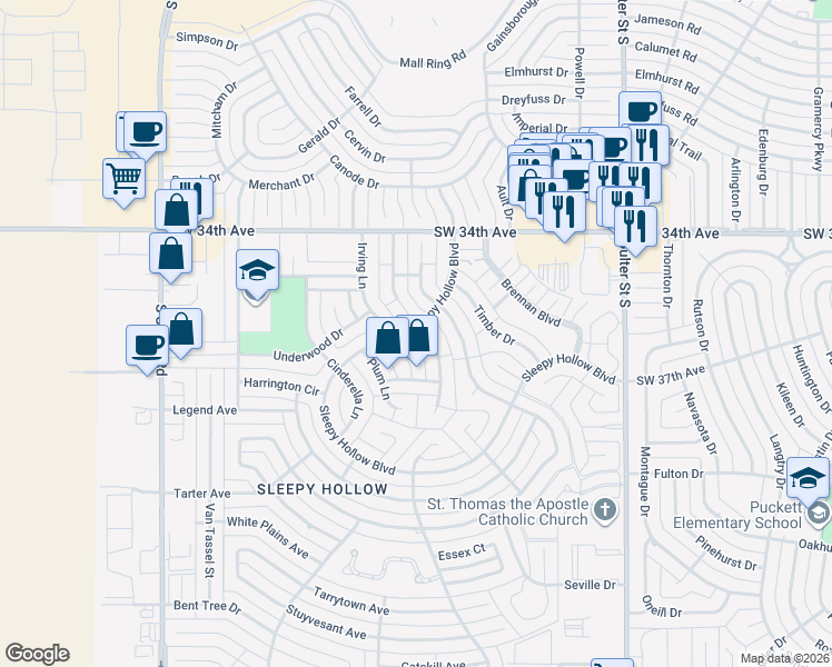 map of restaurants, bars, coffee shops, grocery stores, and more near 3501 Goodfellow Lane in Amarillo