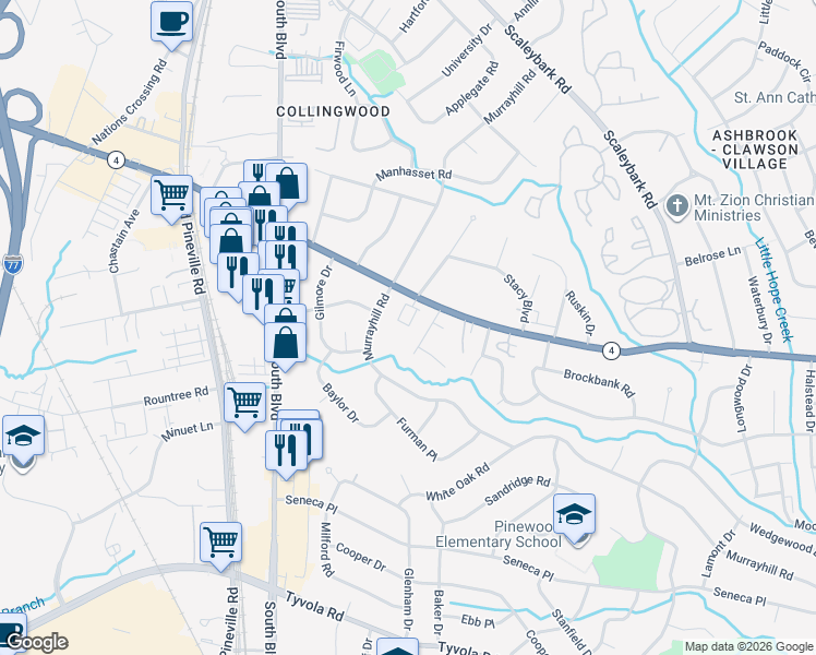 map of restaurants, bars, coffee shops, grocery stores, and more near in Charlotte