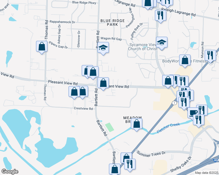 map of restaurants, bars, coffee shops, grocery stores, and more near 1759 Fox Hunt Lane in Memphis