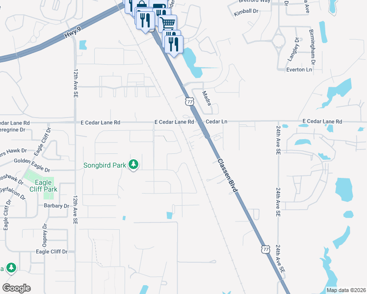 map of restaurants, bars, coffee shops, grocery stores, and more near 3650 U.S. 77 in Norman