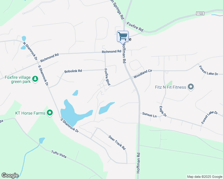map of restaurants, bars, coffee shops, grocery stores, and more near 7 Foxfire Boulevard in Jackson Springs