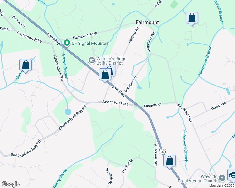map of restaurants, bars, coffee shops, grocery stores, and more near 3607 Taft Hwy in Signal Mountain