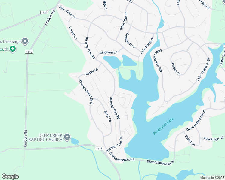 map of restaurants, bars, coffee shops, grocery stores, and more near 1135 Burning Tree Road in Pinehurst