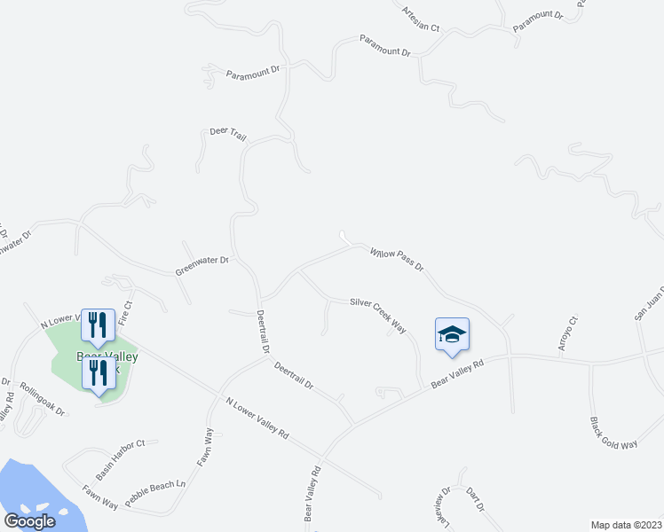map of restaurants, bars, coffee shops, grocery stores, and more near 24501 Willow Pass Drive in Tehachapi