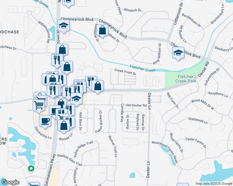 map of restaurants, bars, coffee shops, grocery stores, and more near 8320 Mangrove Drive in Memphis