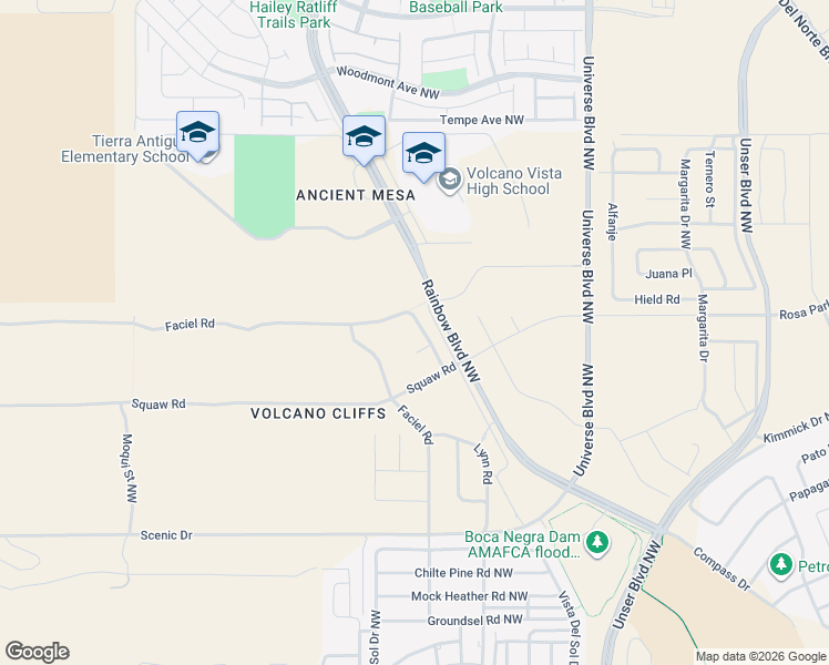 map of restaurants, bars, coffee shops, grocery stores, and more near 99999 Resolana Place in Albuquerque