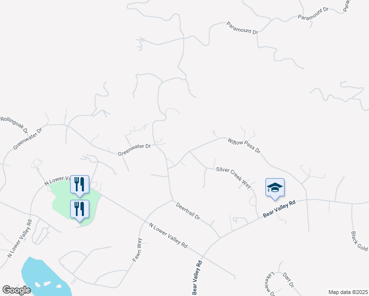 map of restaurants, bars, coffee shops, grocery stores, and more near 24550 Willow Pass Drive in Tehachapi