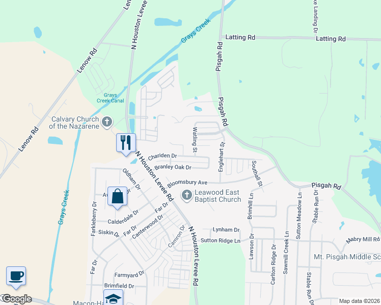 map of restaurants, bars, coffee shops, grocery stores, and more near 10030 Chariden Drive in Shelby County
