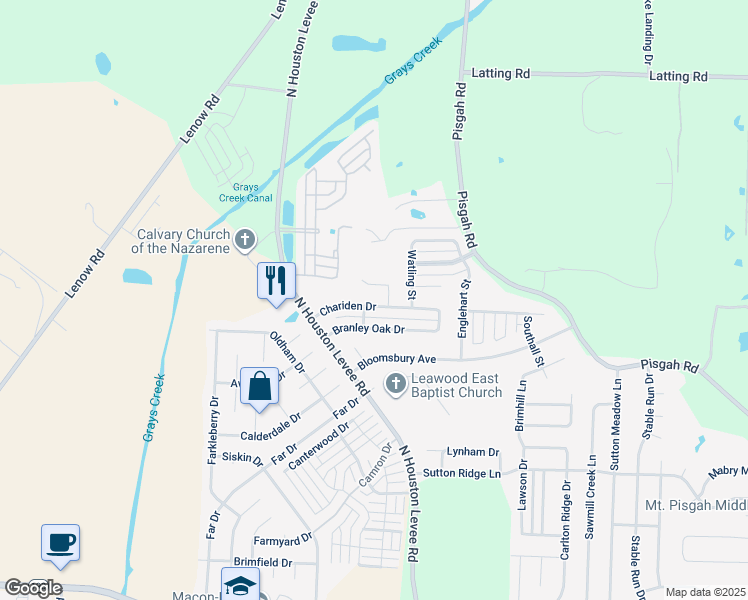 map of restaurants, bars, coffee shops, grocery stores, and more near 9984 Chariden Drive in Shelby County