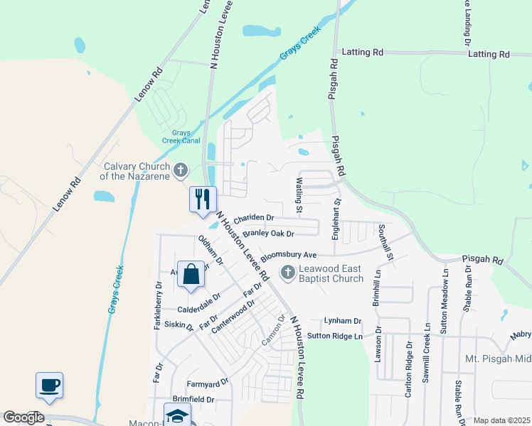 map of restaurants, bars, coffee shops, grocery stores, and more near 9984 Chariden Drive in Shelby County